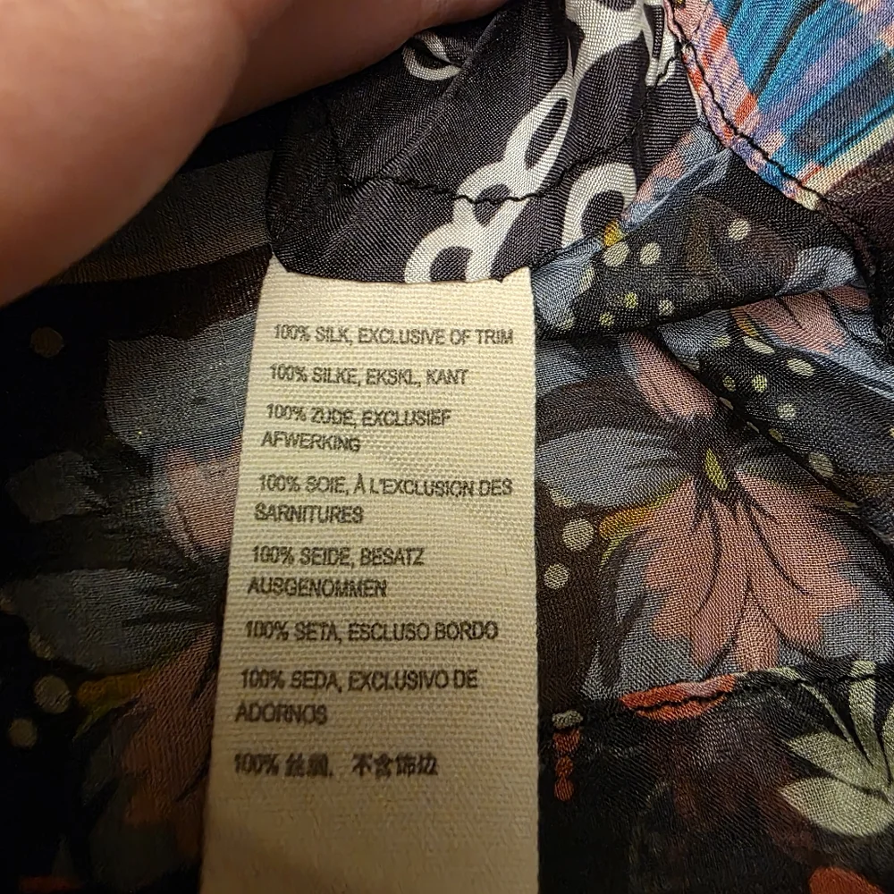 Johnny Was Sheer Silk Multi Pattern Dress Size L - Picture 10 of 11